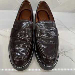 Burgundy Patent Leather Franco Sarto Lug Loafers 8.5